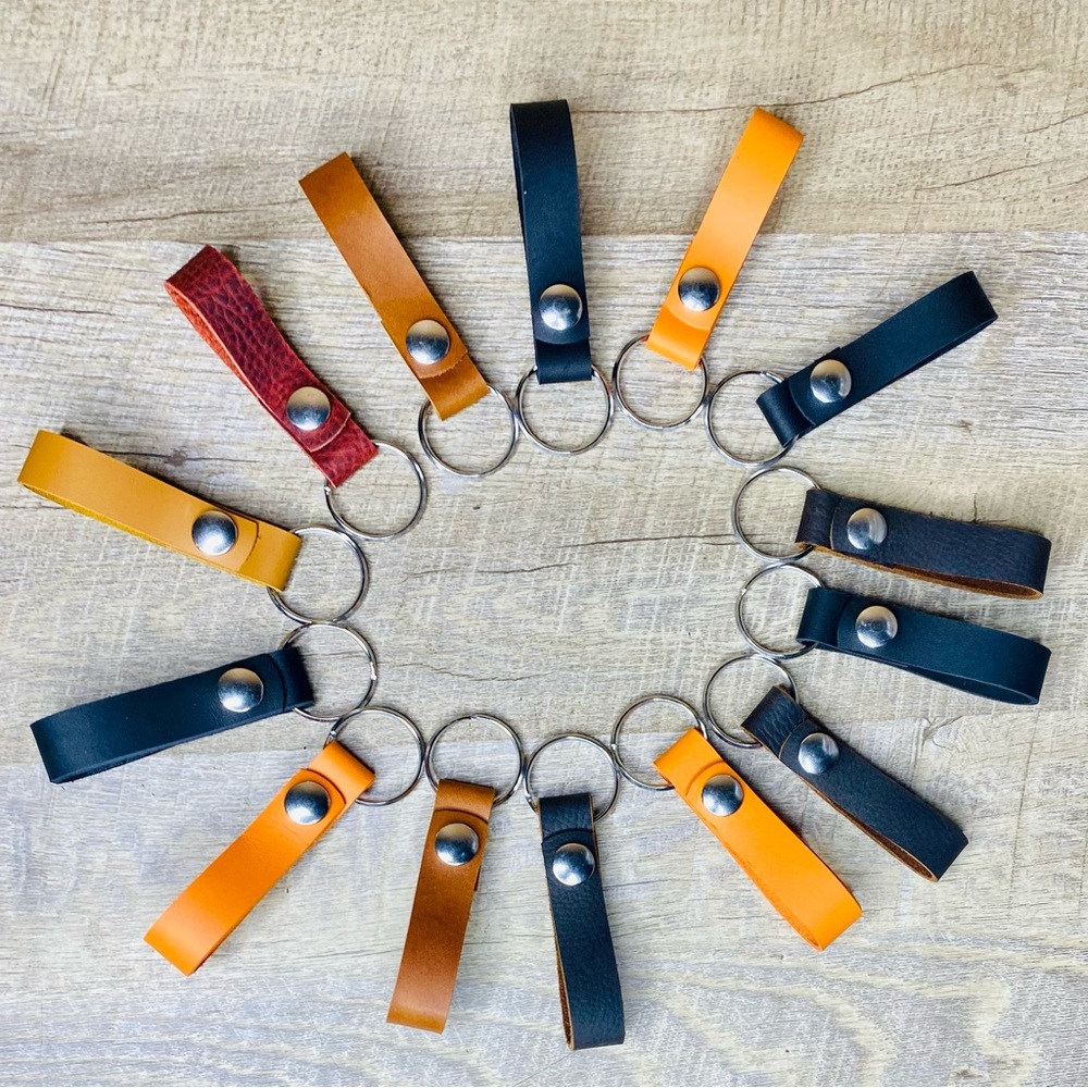 Handmade Leather Keychain. Pick a color! 4.5” loop keychain